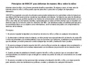 Principios de UNICEF para informar de manera ética sobre la niñez
